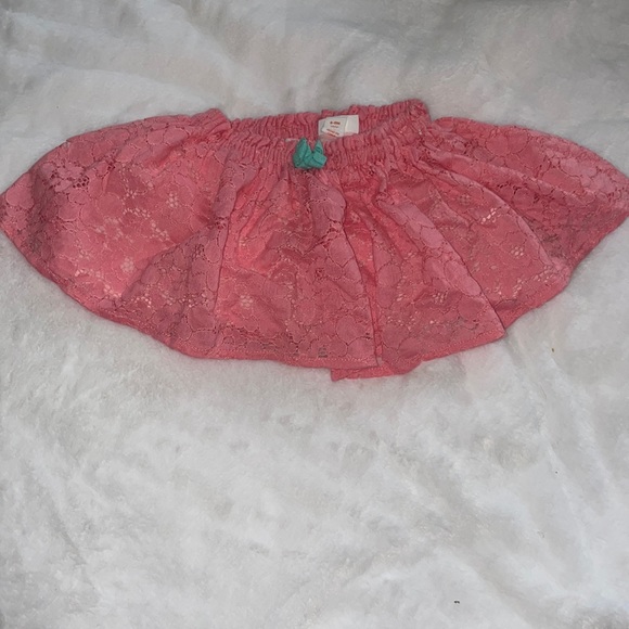 Cat & Jack Other - Cat and jack eyelet pink skirt with a green bow size 6 to 9 months